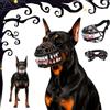 ELMVAR Museruola spaventosa con denti, museruola mostruosa stile cane infernale, per Halloween, maschera in lattice regolabile per cani di piccola (Version with blood,S)