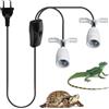 WIYETY Lampada termica a doppia testa in ceramica: E27 rettile Heat Lamp Base, portalampada in porcellana girevole a 360°, interruttore a doppia testa, supporto regolabile, per lampade alogene fino a