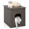 COSTWAY Cuccia per Gatti da Interna ed Esterna, Cassetta per Gatti Nascosto per Lettiere con Porta Frontale Ribaltabile e Pavimento Rialzato, Mobile Decorativo Impermeabile per Animali (Grigio)