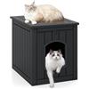 COSTWAY Cuccia per Gatti da Interna ed Esterna, Cassetta per Gatti Nascosto per Lettiere con Porta Frontale Ribaltabile e Pavimento Rialzato, Mobile Decorativo Impermeabile per Animali (Nero)