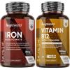 WeightWorld Vitamina B12 e Ferro Integratore Bundle, 450 + 400 Compresse, (1+ Anno di Scorta), Metilcobalamina 1000mcg, Ferro Bisglicinato, 28 mg per Dose, Entrambi Vegani, Senza OGM, Privi diMagnesio Stearato