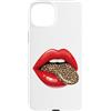 Red Lips Leopard Tongue Retro Animal Des Custodia per iPhone 15 Plus Stampa grafica vintage con labbra rosse e lingua leopardata