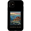 Mackinac Island Travel Art Studio Custodia per iPhone 11 Mackinac Island Michigan Grandi Laghi Vintage Retro Art