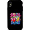 Happy Pencil Club Custodia per iPhone X/XS Carino ritorno a scuola Apple zaino libri matite forniture