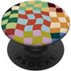 Colorful Groovy Rainbow Checkered Wavy Print Pattern Vibrant PopSockets PopGrip Adesivo