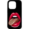 Red Lips Leopard Tongue Vintage Wild Fas Custodia per iPhone 15 Pro Stampa grafica retrò con labbra rosse e lingua leopardata