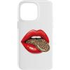 Red Lips Leopard Tongue Retro Animal Des Custodia per iPhone 14 Pro Max Stampa grafica vintage con labbra rosse e lingua leopardata