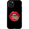 Red Lips Leopard Tongue Wild Animal Fash Custodia per iPhone 11 Pro Stampa grafica retrò con labbra rosse e lingua leopardata