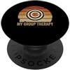 Shooting Range Retro Sunset Humor Design My Group Therapy - Set di tiro con bersaglio divertente, stile retrò, tramonto PopSockets PopGrip Adesivo