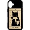Death Tarot Card Black Cat Witchy Hallow Custodia per iPhone 16 Plus Tarocchi Gatto Nero Morte Stregoneria Halloween Gatto Tarocchi