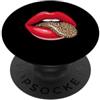 Red Lips Leopard Tongue Retro Wild Fashi Stampa grafica vintage con labbra rosse e lingua leopardata PopSockets PopGrip Adesivo