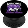 Alzheimer's Awareness Purple Ribbon Appa I ricordi contano l'elefante della consapevolezza dell'Alzheimer PopSockets PopGrip Adesivo