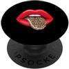 Red Lips Leopard Tongue Retro Animal Pri Stampa grafica vintage con labbra rosse e lingua leopardata PopSockets PopGrip Adesivo