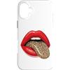 Red Lips Leopard Tongue Retro Animal Fas Custodia per iPhone 16 Plus Stampa grafica vintage con labbra rosse e lingua leopardata