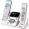 Geemarc Pack Mobility - Duo di Telefoni Cordless Amplificati con Segreteria Telefonica e Grandi Pulsanti Fotografici Personalizzabili per Anziani - Ipoacusia da Bassa a Media - Versione IT