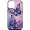 Dennex Designs Custodia per iPhone 14 Butterfly Duo Floreale Viola