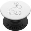 Elegant Bunny Line Art Elegante coniglietto a linea continua con arte floreale PopSockets PopGrip Adesivo