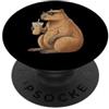 Funny Capybara Drinking Coffee Lover Des Capybara Bere Iced Coffee Amante Divertente Animale Meme PopSockets PopGrip Adesivo