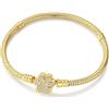 LIGHTDOG bracciale con chiusura a scatto in argento sterling 925, catena a serpente con cuori in stile retrò dorata, compatibile con i charm Pandora, regalo per donne