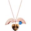 ZqlDDayUP Collana con foto Collane personalizzate con foto a forma di cuore e ali d'angelo Collana con ciondolo a forma di cuore personalizzato con pietra portafortuna Gioielli commemorativi personalizzati