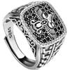 ZQIUDLOF Anello Moda in Argento Sterling S925 Con Diamanti, Anello Con Zirconi Vintage Aperto E Regolabile Da Uomo E Da Donna,Argento,13