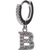 Remo Gammella Orecchini cerchio piccoli argento 925, orecchini donna singolo mono orecchino lettera mini hoops argento e zirconi (B)