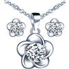 Yumilok Women Necklace, S925 Sterling Silver Flower Earrings Necklace Set with Cubic Zirconia Gifts for Mum
