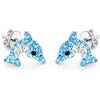 FIVE-D Orecchini per bambini a forma di delfino in argento sterling 925 con custodia per gioielli, Onesize, Argento sterling, cristallo