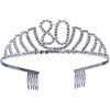 FRCOLOR per Compleanno 80 Anni Cerchietto Diadema Principessa Donna Tiara Strass Cristallo con Pettine (Argento)