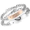 Aroncent 2pzz. Bracciale Uomo o Donna, braccialetto di amore, amicizia, partner, regalo di San Valentino, with wish love and happiness" & Cuore, diamante in zircone cubico in acciaio inossidabile, Oro Nero Argento