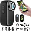 Pudet Luo Action Cam 4K WiFi, mini videocamera per casco 150° e display da | 1000 mAh 3 ore di registrazione, magnete e accessori, app Viidure, IP65, registrazione verticale 2K durante la ricarica