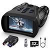 BUSHBINOC Occhiali per visione notturna 4K, binocolo per visione notturna per adulti, binocolo con schermo HD da 4 pollici nero, visione notturna digitale 10X, 9 ingranaggi a infrarossi con scheda TF