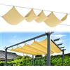 CeyKvo Tenda da sole estensibile in tessuto Oxford di poliestere, motivo ondulato, con corda di montaggio, per terrazza e pergola (cachi, 1 x 4 m)