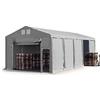 TOOLPORT Tendone deposito 5x10 m Tendone Industriale Tendostruttura con Altezza Laterale 3m Grigio telone in PVC 850 N Impermeabile utilizzo continuativo con Apertura a Fisarmonica