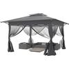 MAYTIIMO Gazebo pieghevole da 4 x 4 m, con struttura con un clic, regolabile in altezza, protezione UV, impermeabile, con borsa per il trasporto su ruote, per giardino, terrazza, esterni, antracite