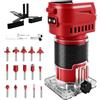 Gpaentsn Router cordless compatibile con batteria Milwaukee M18, 6 velocità, 30.000 giri/min, 850 W, senza spazzole, fresa manuale per la lavorazione del legno, con 15 punte per router da 1/4 (senza