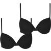 Urban Classics Reggiseno Basic da Donna in Cotone, 2 Pezzi, Reggiseno in Cotone con Pizzo, Spalline Regolabili, Imbottito, Confezione da 2, Nero e Nero., 4D