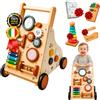 DreamsTiny Carrello Primi Passi Legno Montessori 1 Anno, 6 in 1 | Include Torre Impilabile, Libro da Colorare, Xilofono e Kit di Montaggio, Primi Passi per Bambini, Carrellino Primi Passi