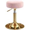 SCGSJZH Sgabello per Toeletta Trucco Postazione, Dorato Rotondo Sgabelli Regolabile in Altezza, PU Pelle Modello Ghiacciaio Sgabellino, Girevole Sedia per Camera da Letto (Rosa, Sans Dossier)