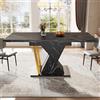 Merax Tavolo da pranzo allungabile, 110-140 x 80 x 76 cm, per 4-6 persone, salvaspazio, effetto marmo nero, in MDF e metallo, per sala da pranzo, cucina e soggiorno