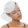 Generico Veletta Sposa Cappello da Donna in Feltro con Velo a Rete, Piccolo Peluche, Decorazione a Punto Ondulato, Fermagli for Capelli, Copricapo da Sposa, da Cocktail(White)