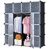 YRHome Sistema di scaffalatura fai da te per guardaroba, armadio con porta, sistema di scaffali a incastro (10 scatole con armadio)