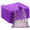 G2PLUS 50PCS Viola Sacchetti Organza,10x15CM Sacchetti Organza Regalo | Sacchettini Confetti con Coulisse per Matrimonio,Compleanni,Caramella Gioielli e Comunioni