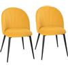 HOMCOM Set di 2 Sedie Sala da Pranzo in Velluto Schienale Curvo Giallo | a Conchiglia, Gambe in Acciaio, Stile Nordico, Sedia Imbottita, per Cucina Camera da Letto Soggiorno