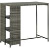 vidaXL Tavolo da Bar con Ripiani Grigio 120x60x110 cm in Polyrattan