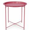 shopbest.it Tavolino Rotondo in Metallo Ø47x50 cm, Tavolino da Salotto con Bordo Rialzato, Tavolino Laterale Moderno per Divano, Camera da Letto, Balcone e Zona Relax (Rosso)