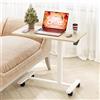 Dripex Tavolino da computer con ruote, regolabile in altezza, tavolo per computer portatile, in legno, comodino, camera da letto, soggiorno, tavolo da toelettatura per letto, tavolo da sopravvento su
