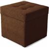 Velora Home&Living VELORA H&L Pouf Contenitore 45 x 45 cm Marrone scuro - Pouf Imbottito in Tessuto con Vano Portaoggetti, Portata fino a 150 kg, per Soggiorno, Camera da Letto e Ingresso