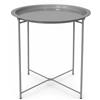 shopbest.it Tavolino Rotondo in Metallo Ø47x50 cm, Tavolino da Salotto con Bordo Rialzato, Tavolino Laterale Moderno per Divano, Camera da Letto, Balcone e Zona Relax (Grigio)