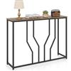 COSTWAY Tavolo Consolle con Piano Effetto Marmo Struttura Metallo (Marrone) | Tavolo da Ingresso Stretto e Versatile 110 cm per Salotto, Corridoio ed Entrata